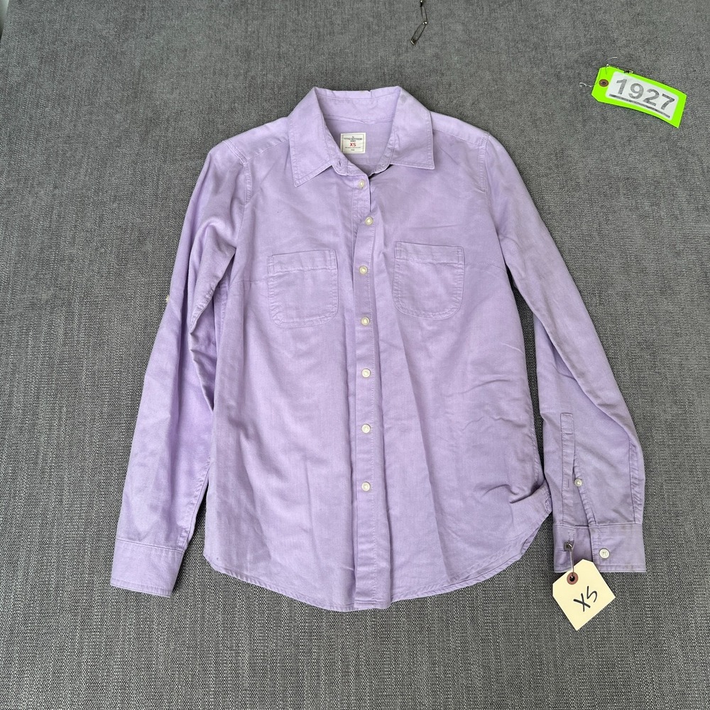 Gap The Fitted Boyfriend Shirt Womens XS Purple Long Sleeve Collared Button Up